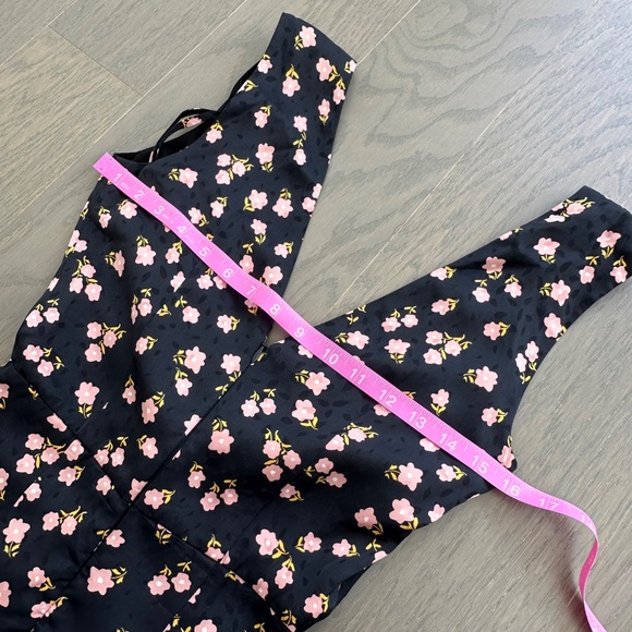 Self-Portrait Black Floral Sleeveless V-Neck Dress Button Ruffle Twist - US 2 - Picture 9 of 12